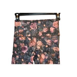 Lululemon 4 Leggings Rose Pink Floral Gray Tight 27" Printed Rare